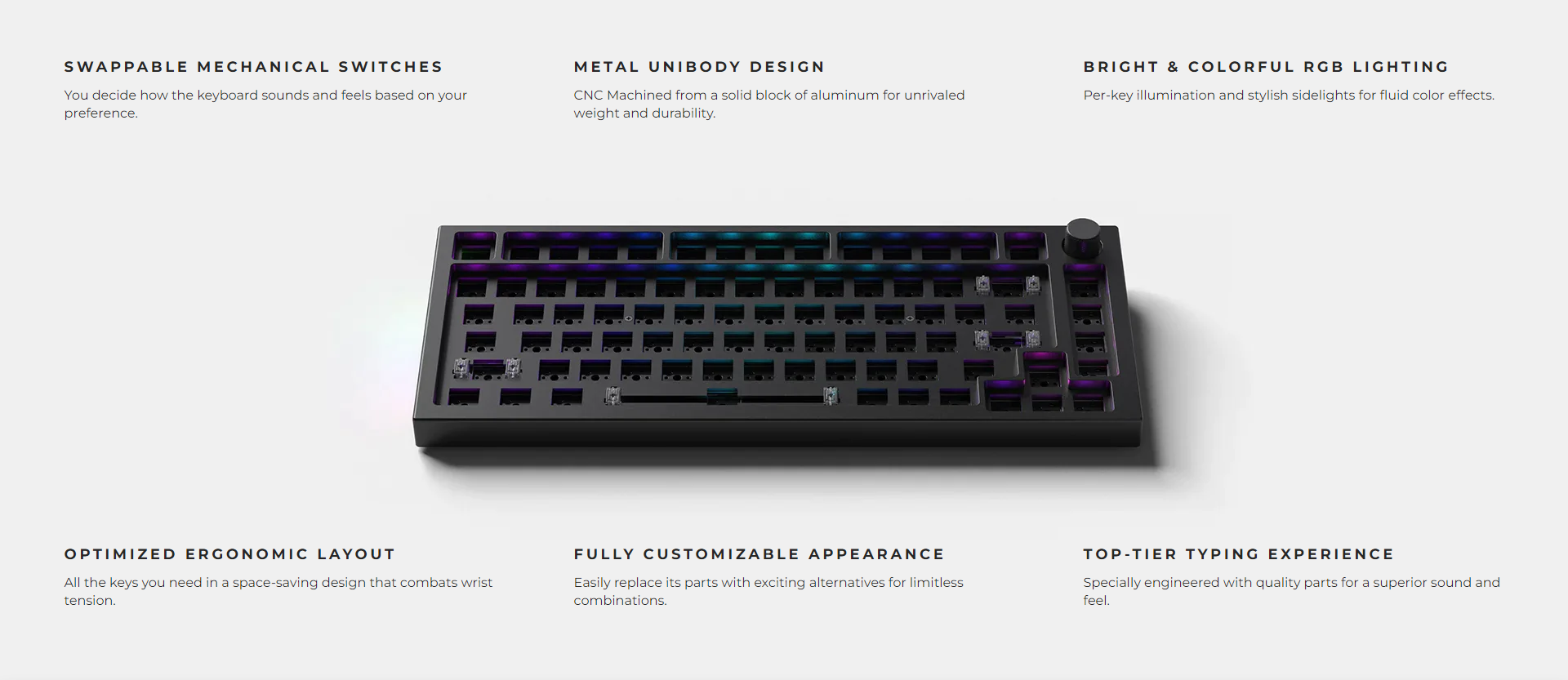 Glorious GMMK Pro 75% Mechanical Keyboard - Black Slate (Barebones ...